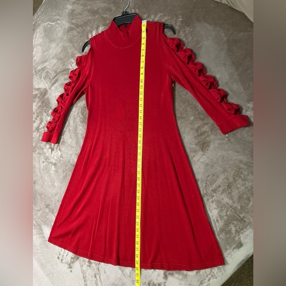 CeCe Glitz&Glamour Ribbon Red Knit Dress Size L - Picture 5 of 8